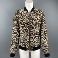 Equipment Size Xs Black Tan Leopard Silk Bomber Jacket