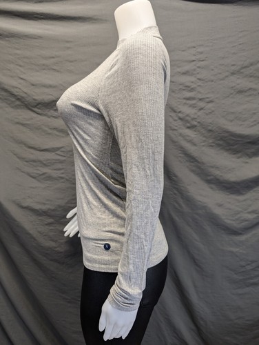 Hollister Sweater Womens Sz Lg Gray Ribbed Knit V Neck Keyhole Long Sleeves Y2K - Picture 2 of 19