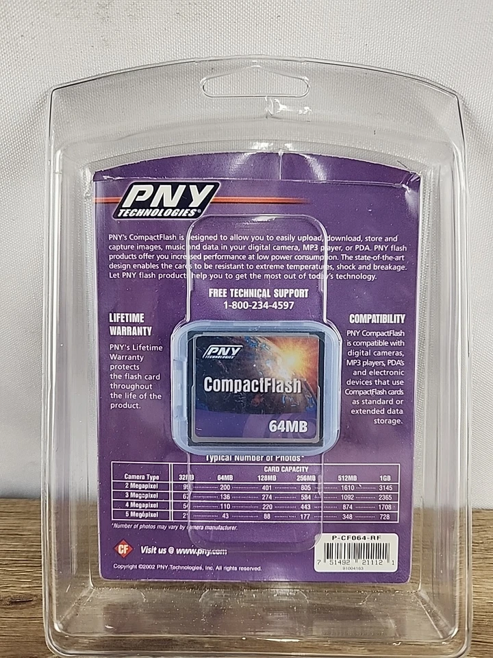 PNY 64 MB CompactFlash Flash Memory Card (P-CF064-RF) NEW - Image 2 of 3