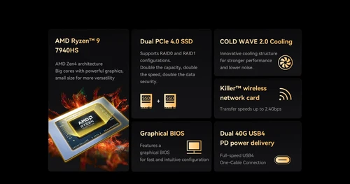 MINISFORUM Mini PC UM790 Pro AMD Ryzen 9 7940HS 8GB/16GB-RAM Support Oculink UK - Picture 5 of 20
