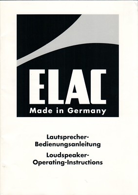 ELAC - Lautsprecher - Bedienungsanleitung Operating Instructions - B7830