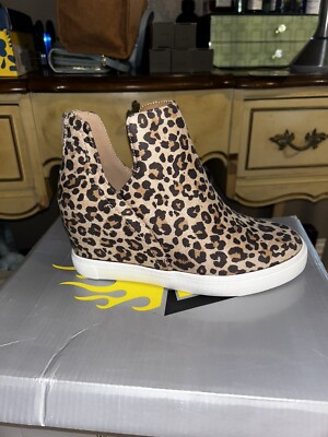 VOLATILE CHEETAH PRINT WOMENS ANKLE BOOTS TEXTILE UPPER SIZE 6