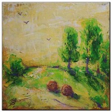 NB-ART*Dorf*30x30cm*ORIGINAL*Landschaft*Kunst*Malerei*handgemalt*UNIKAT!