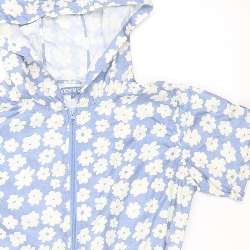 Denim & Co. Womens Blue Rain Coat Size L Playsuit coat - Picture 10 of 12