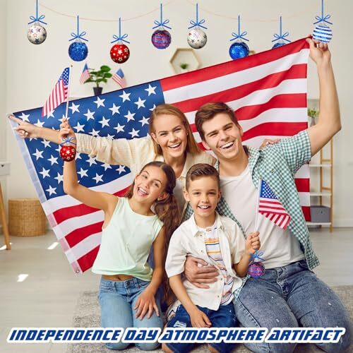 Riceshoot Pcs 4th of July Tree Ornaments Patriotic Ball Hanging Ball 16 Star - Picture 4 of 6