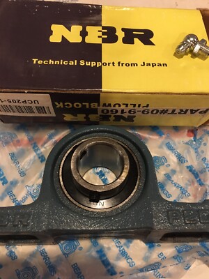 NBR 2 bolt Pillow Block 1  bearing 2 set screw lock   New Old Stock