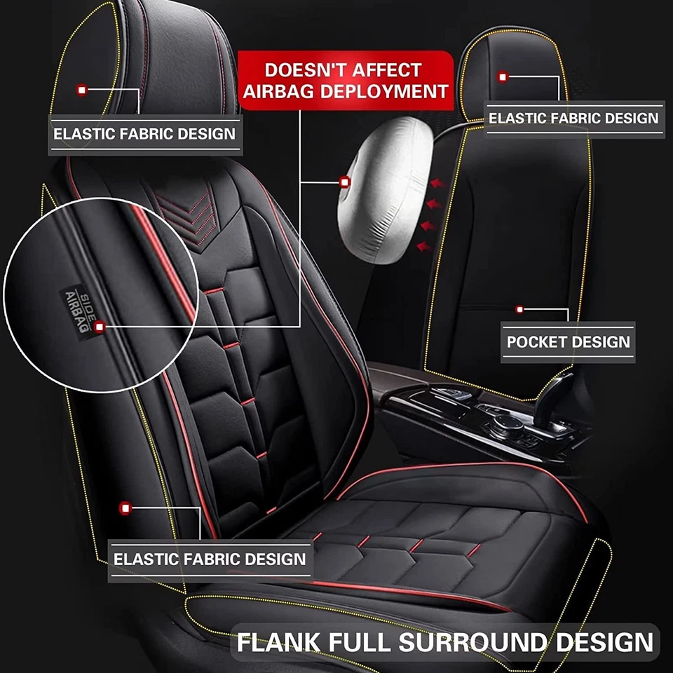 For Saturn VUE/ Hybrid 2002-2010 Car 5 Seat Front&Rear Covers Cushion PU Leather Foto 3 de 4