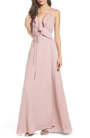 Wayf jamie ruffle wrap gown discount