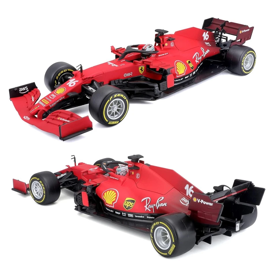 Burago Ferrari Racing SF21 Modellino in scala 1:18 Charles Leclerc Formula 1 - Immagine 4 di 4