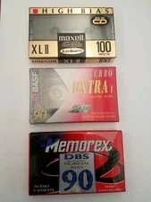 Lot of 3, Maxell XLII, BASF Ferro Extra I, Memorex 90.  New / Sealed