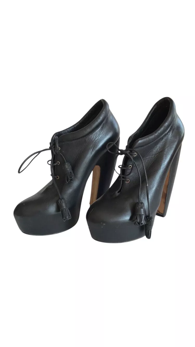 Bottines à lacets vintage Christian Dior John Galliano en cuir noir