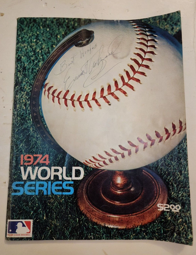 1974 WORLD SERIES Program SIGNED by EMMETT ASHFORD & VINCENT PRICE - A's Dodgers - Picture 17 of 19