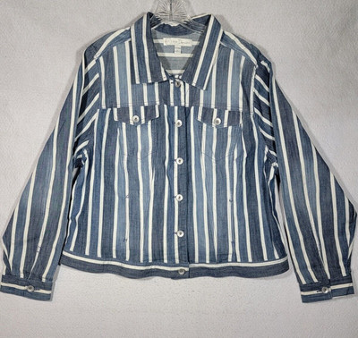 EST. 1946 Size 22/24W  Button Denim Jacket Womens Blue White Collared Pockets