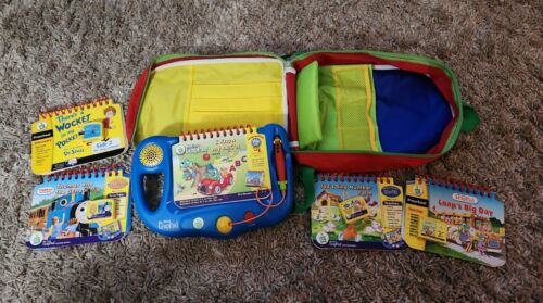 My First LeapPad LeapFrog Learning System Blue W/4 Books & 4 Cartridges & Bag  - Picture 1 of 15