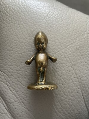Seltene antike massive Messing Kewpie Puppe Rose 