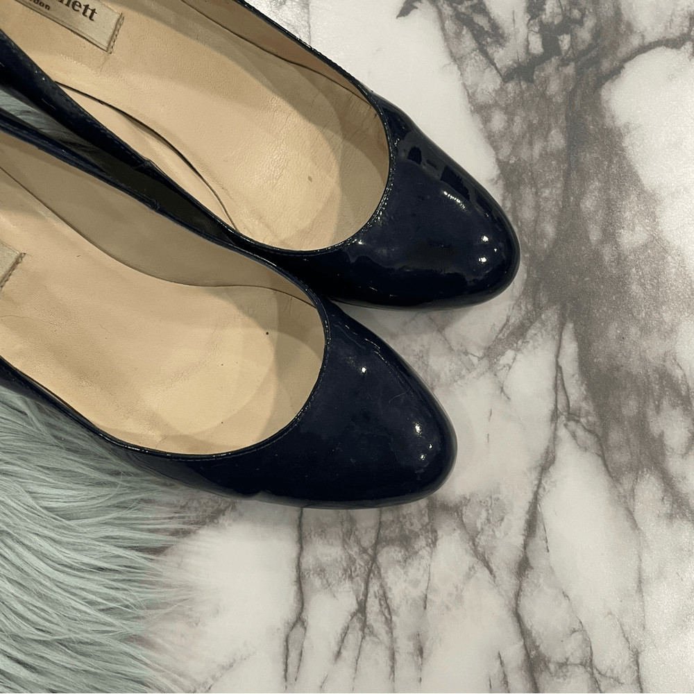 lk bennett patent wedges