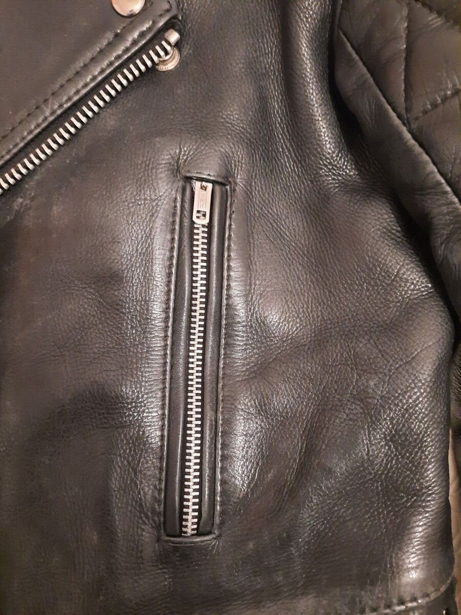 Vintage Biker Punk Rock Padded Leather Jacket Zip Pockets Vintage Biker Punk Rock Padded Leather Jacket Zip Pockets