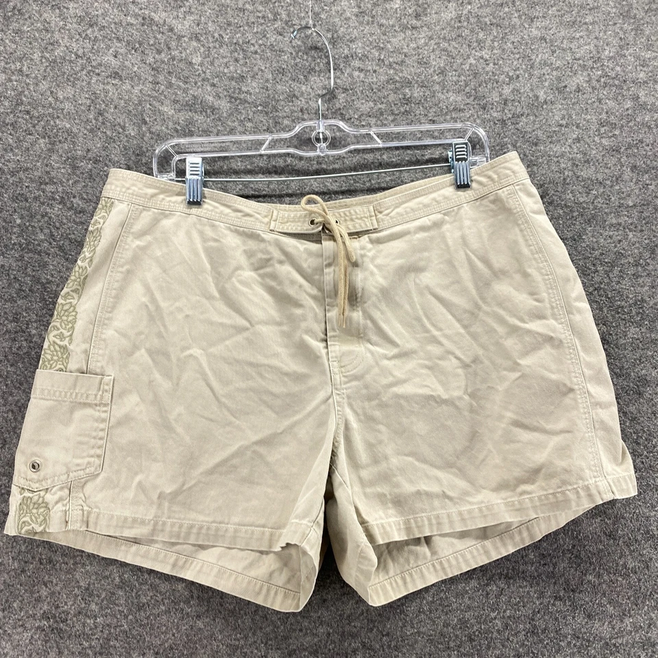 Old Navy 短裤女式 14 米色高腰斜纹布抽绳弹性腰棉 — 第 3/4 张图片