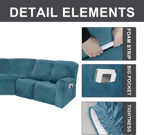Anbausofabezug 5-Sitzer Ecksofa Couch Schonbezug Stretch Möbelbezug - Bild 134 von 134