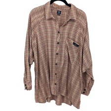 BDG Urban Outfitters Plaid Top Womens Medium Tan Oversized Button Down Grunge