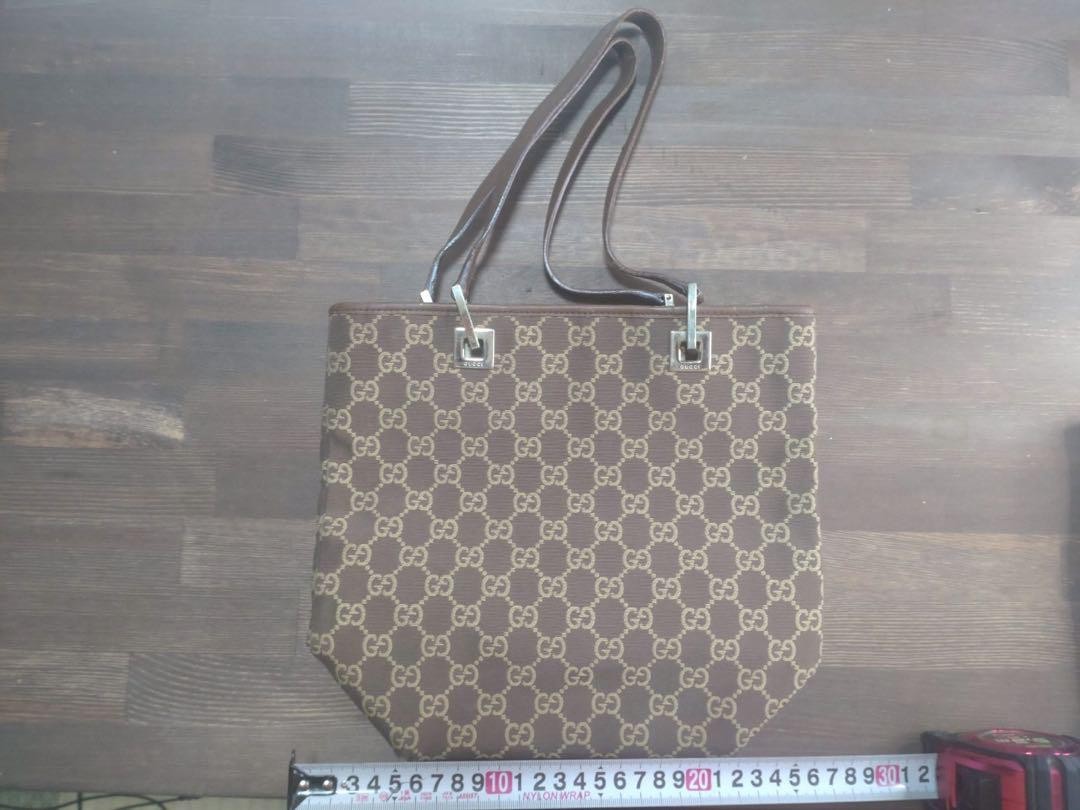 Authentic Japanese Gucci GG Pattern Brown Tote Bag