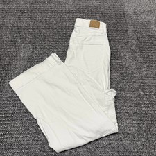 American Eagle Womens Baggy Wide Leg Cargo Pants Jeans Sz 2 Short White Stretch