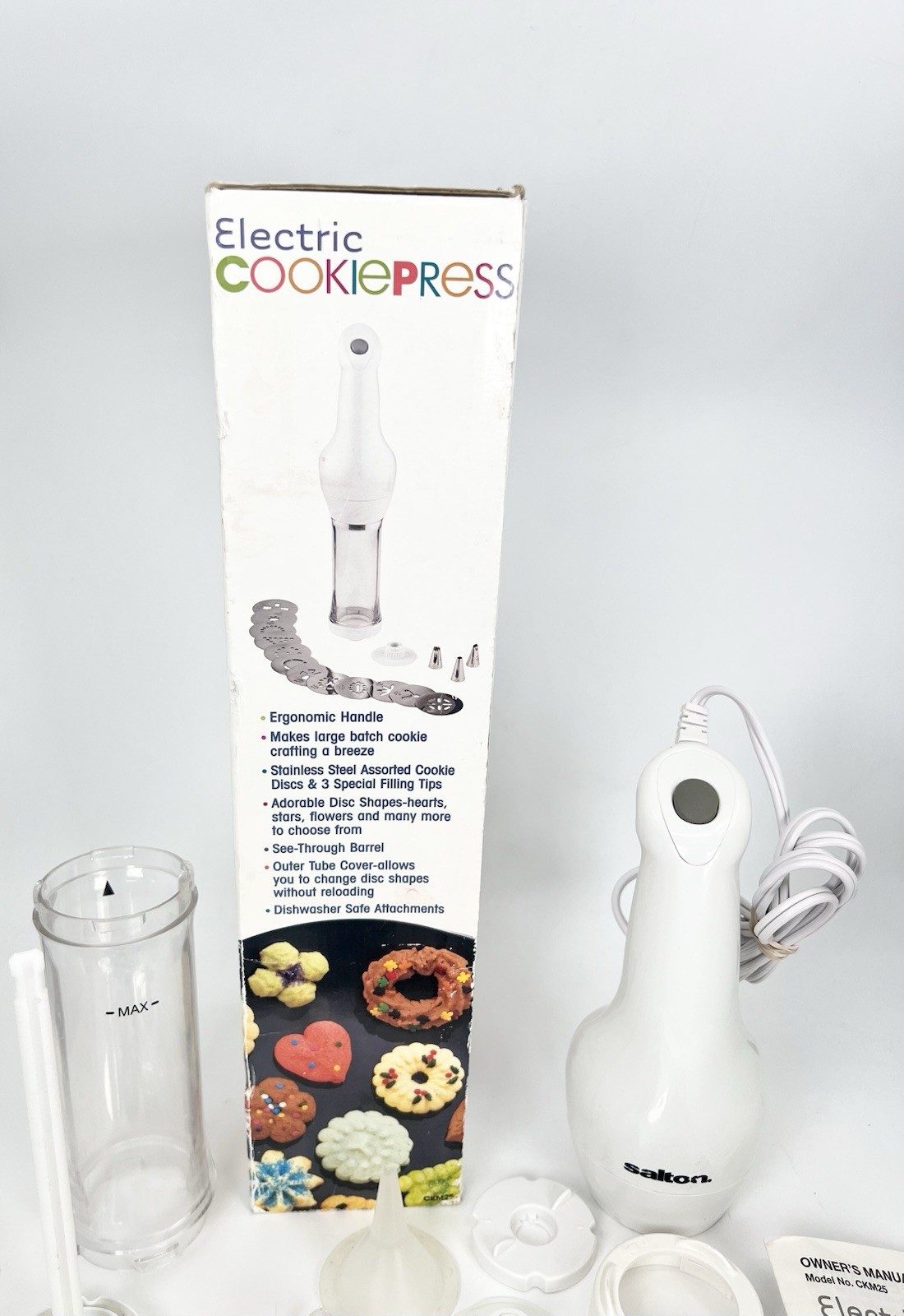 Salton Electric Cookie Press CKM25 Filler Decorator Appetizers-COMPLETE TESTED