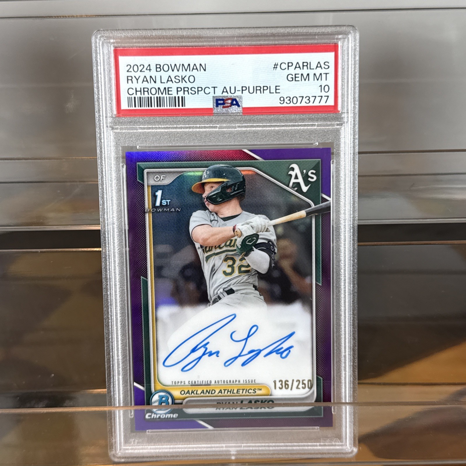 2024 Bowman Ryan Lasko Chrome 1st Auto Purple Refractor /250 #CPA-RLAS Athletics