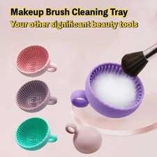 1pc Makeup Brush Cleaner Silicone Scrubber Non-slip Bowl