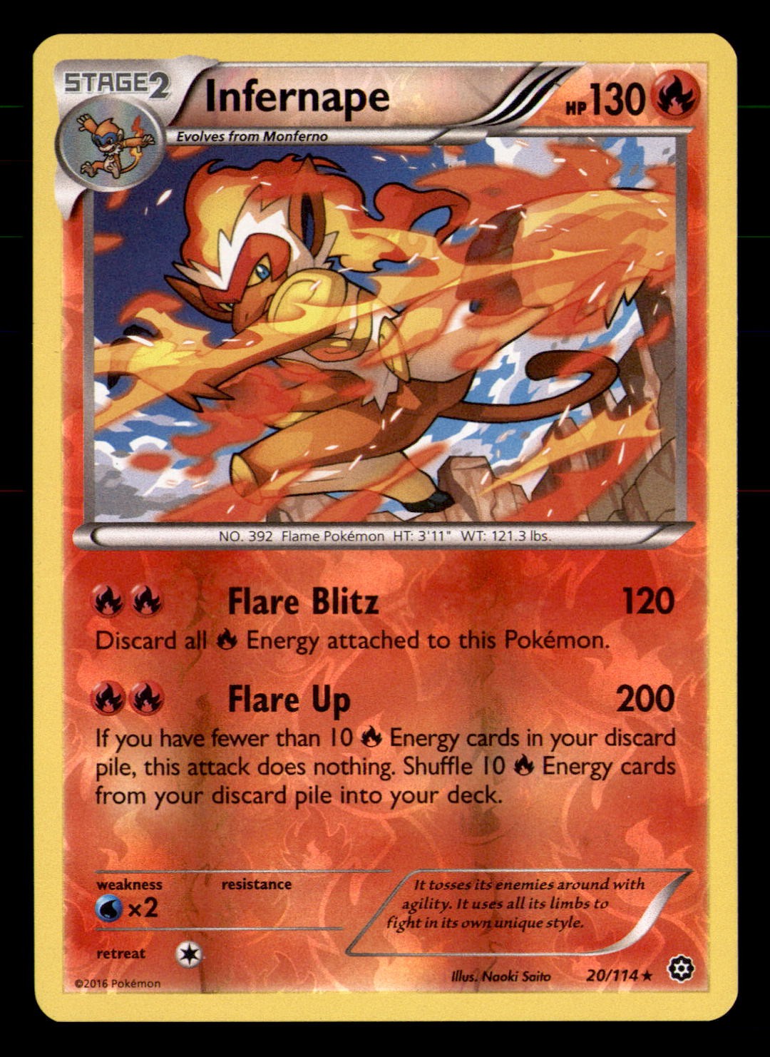 Infernape 20/114 Holo Rare Steam Siege Pokemon Reverse Holo Near Mint