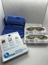 Lashes Kit  Ioni 3D Faux Mink Lashes 2 Pairs DUO Adhesive Lash Case with mirror