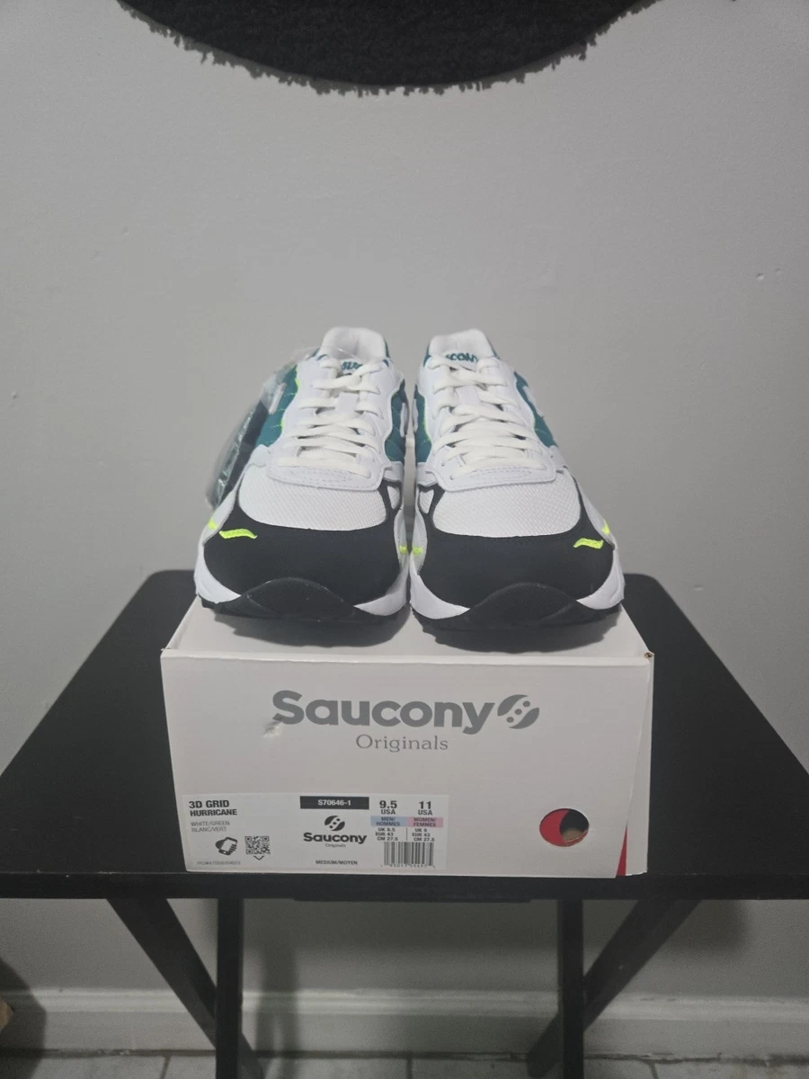 Saucony 3D Grid Hurricane White‎ Green Neon Running Shoes Mens Size 10 Saucony 3D Grid Hurricane White Green for sale | eBay main image 3