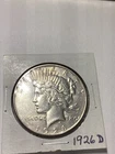 1926 D $1 Peace Dollar  Uncirculated. Silver. Breaking high grade set. Lovely.