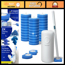 Disposable Toilet Brush Set with 32 Refills - Wall-Mounted Cleaning Wand  Holde