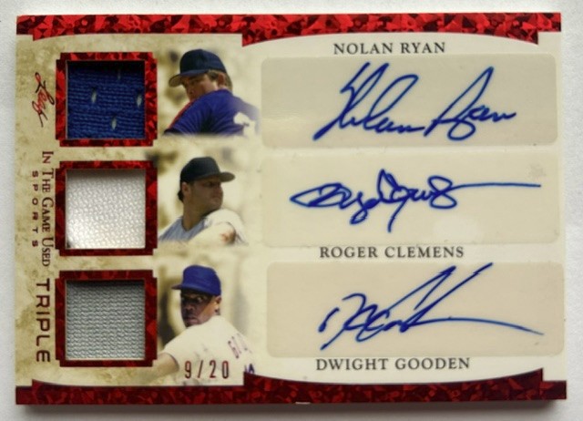 Nolan Ryan Autograph Roger Clemens Auto Dwight Gooden Triple Auto #9/20 Red SP