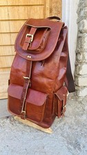Leather Bag Goat Laptop Backpack Genuine Vintage Travel Men's Brown New