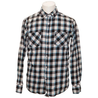 Urban Classics, Flanellhemd, Größe: M, Schwarz/Weiß/Blau, Baumwolle, Karo #kbW