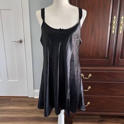 Morgan Taylor Intimates Sexy Black Silky Lingerie Night Slip Dress Chemise XL