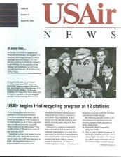 USAir NEWS airline employee magazine 8/20 1990 US Airways