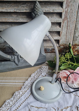 ANCIENNE PETITE LAMPE INDUSTRIELLE FER GRIS  DE BUREAU