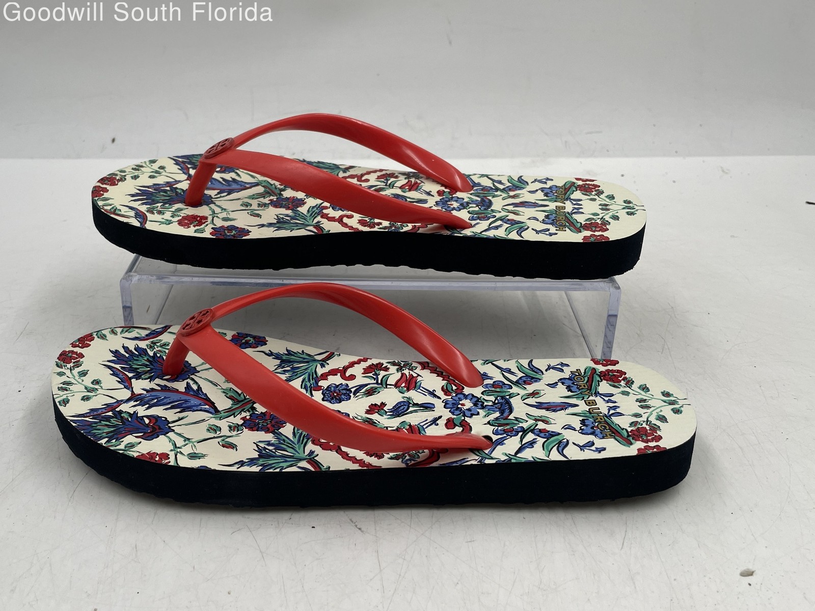 Authentic Tory Burch Womens Multicolor Slip-On Flip-Flop Sandals Size 5M