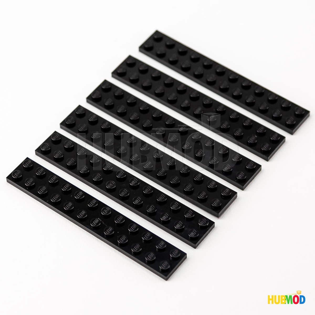 Lot of 6 Genuine LEGO Black 2x12 2445 Plate Building Bricks Flat 