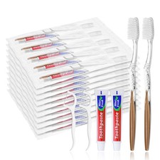 SLequipo 50pcs Disposable Toothbrushes with Toothpaste Floss Individually Wra...