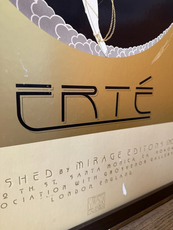 Litografía offset ERTE 1979 L'AMOUR Gold Mirage Edition enmarcada y firmada 20 x 30" Foto 4 de 4