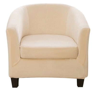 Wannenstuhl Schonbezug creme / hellbeige zweiteilig Schalenstuhl Schonbezug Samt
