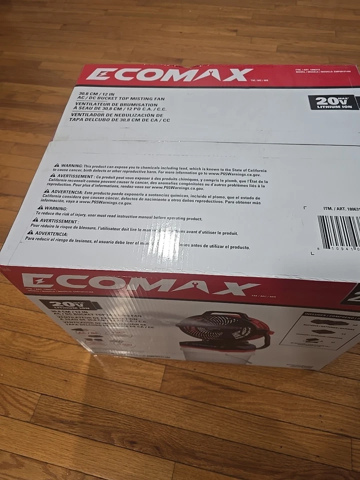 Ecomax 20max V 锂离子空调桶顶雾风扇 — 第 2/4 张图片