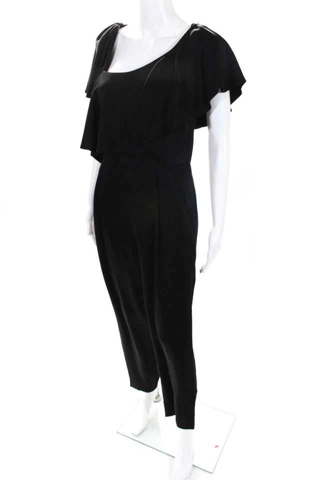 Mono negro Jill Stuart para mujer manga con volantes cuello en V talla 4 10600096 Foto 2 de 4