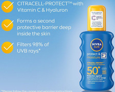 NIVEA SUN Protect & Moisture Suncream Spray SPF 50+Moisturising Sun Spray 200ml 39.25 per litre