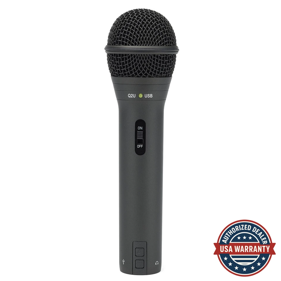 Samson Q2U Handheld Dynamic USB Microphone Recording Podcasting Pack (Black)