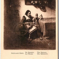 c1920s Amsterdam Netherlands Rijksmuseum Spinner Painting Nicolaas Maes Art A350